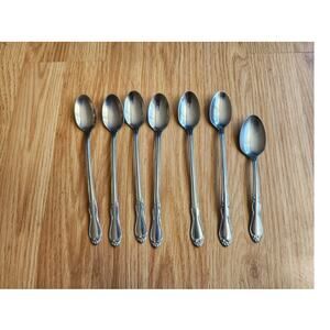 Oneida Homestead Stainless Iced Tea Spoons Lot of 6 + 1 Teaspoon Vintage Set